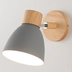 Adjustable Wall Sconce with Wood Detailing and Rotating Head