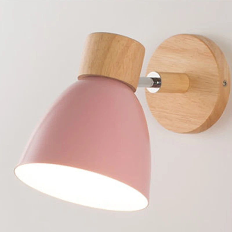 Adjustable Wall Sconce with Wood Detailing and Rotating Head