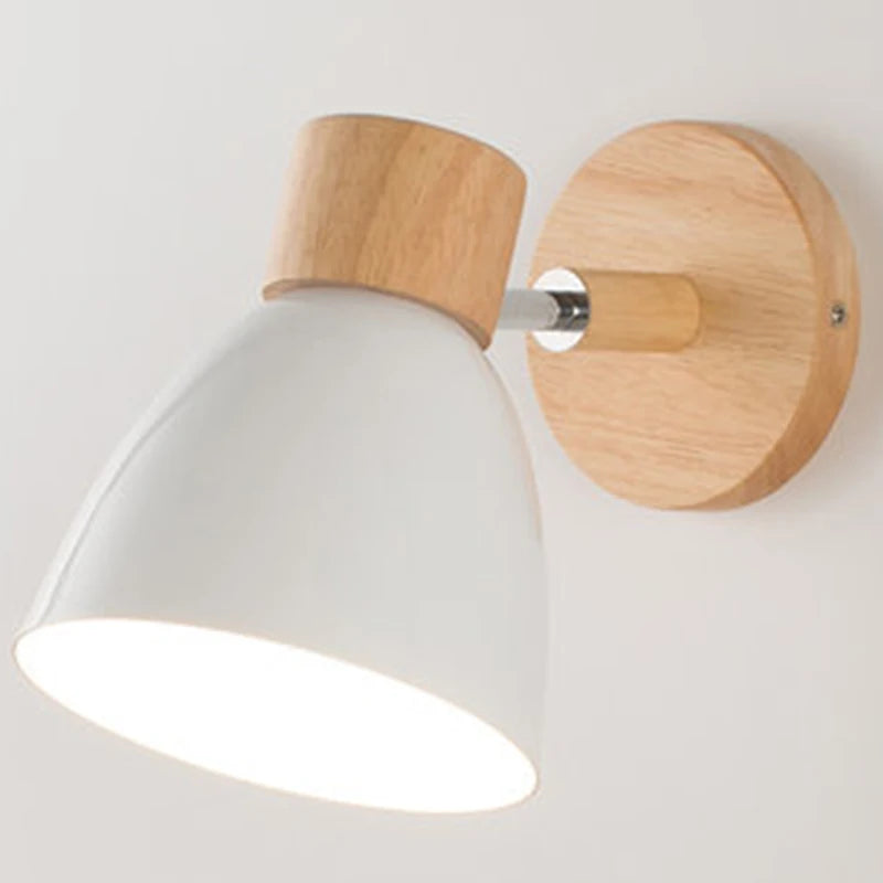 Adjustable Wall Sconce with Wood Detailing and Rotating Head