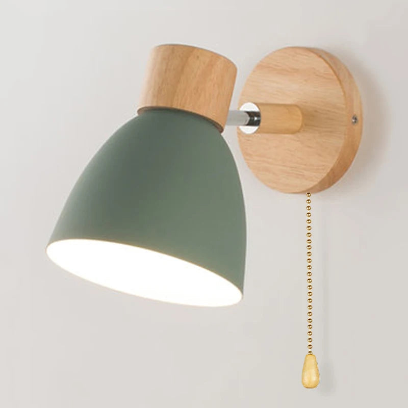 Adjustable Wall Sconce with Wood Detailing and Rotating Head