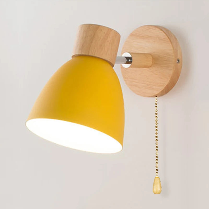 Adjustable Wall Sconce with Wood Detailing and Rotating Head