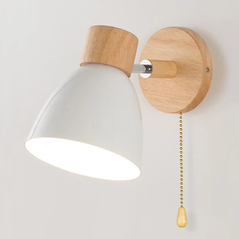 Adjustable Wall Sconce with Wood Detailing and Rotating Head