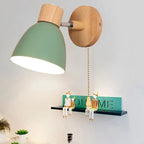 Adjustable Wall Sconce with Wood Detailing and Rotating Head