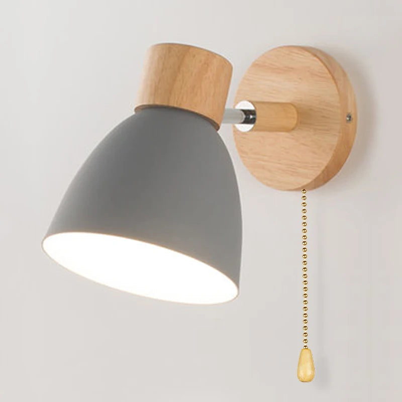Adjustable Wall Sconce with Wood Detailing and Rotating Head