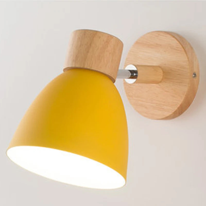 Adjustable Wall Sconce with Wood Detailing and Rotating Head