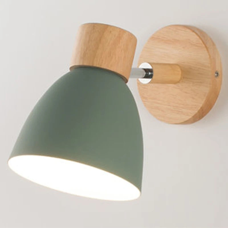 Adjustable Wall Sconce with Wood Detailing and Rotating Head
