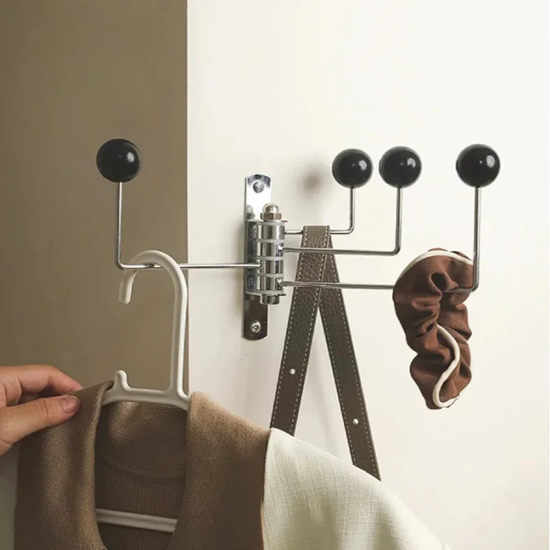 Wall Mounted Coat Hook Rack with Rounded Metal Knobs