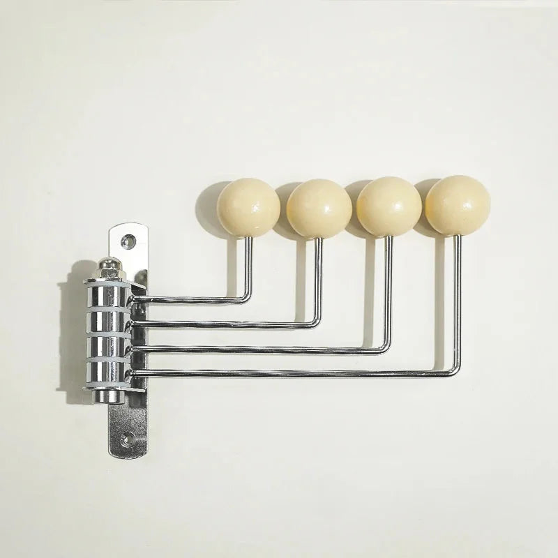 Wall Mounted Coat Hook Rack with Rounded Metal Knobs