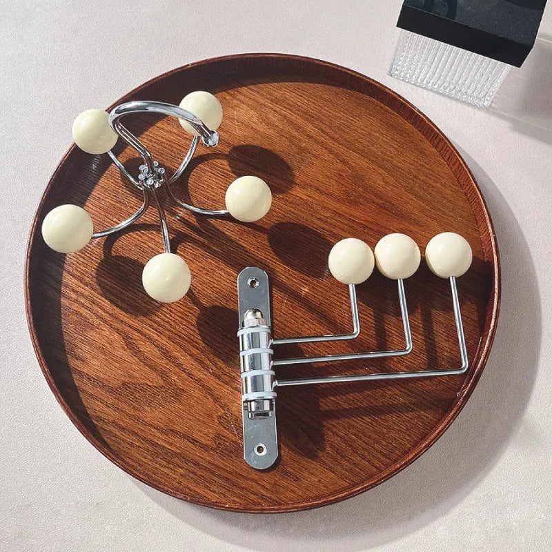 Wall Mounted Coat Hook Rack with Rounded Metal Knobs