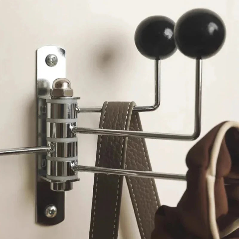 Wall Mounted Coat Hook Rack with Rounded Metal Knobs