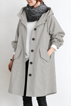 Women's Waterproof Trench Coat with Hood – Spring & Autumn Jacket