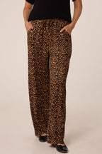 Women's Leopard Print Wide Leg Trousers