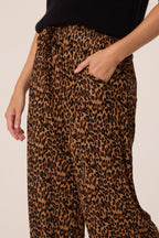 Women's Leopard Print Wide Leg Trousers