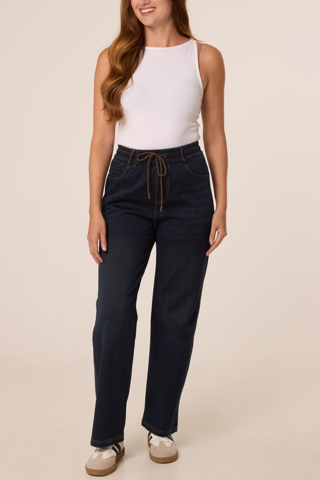 Women's Jeans with Stitched Back Pockets, Indigo Denim