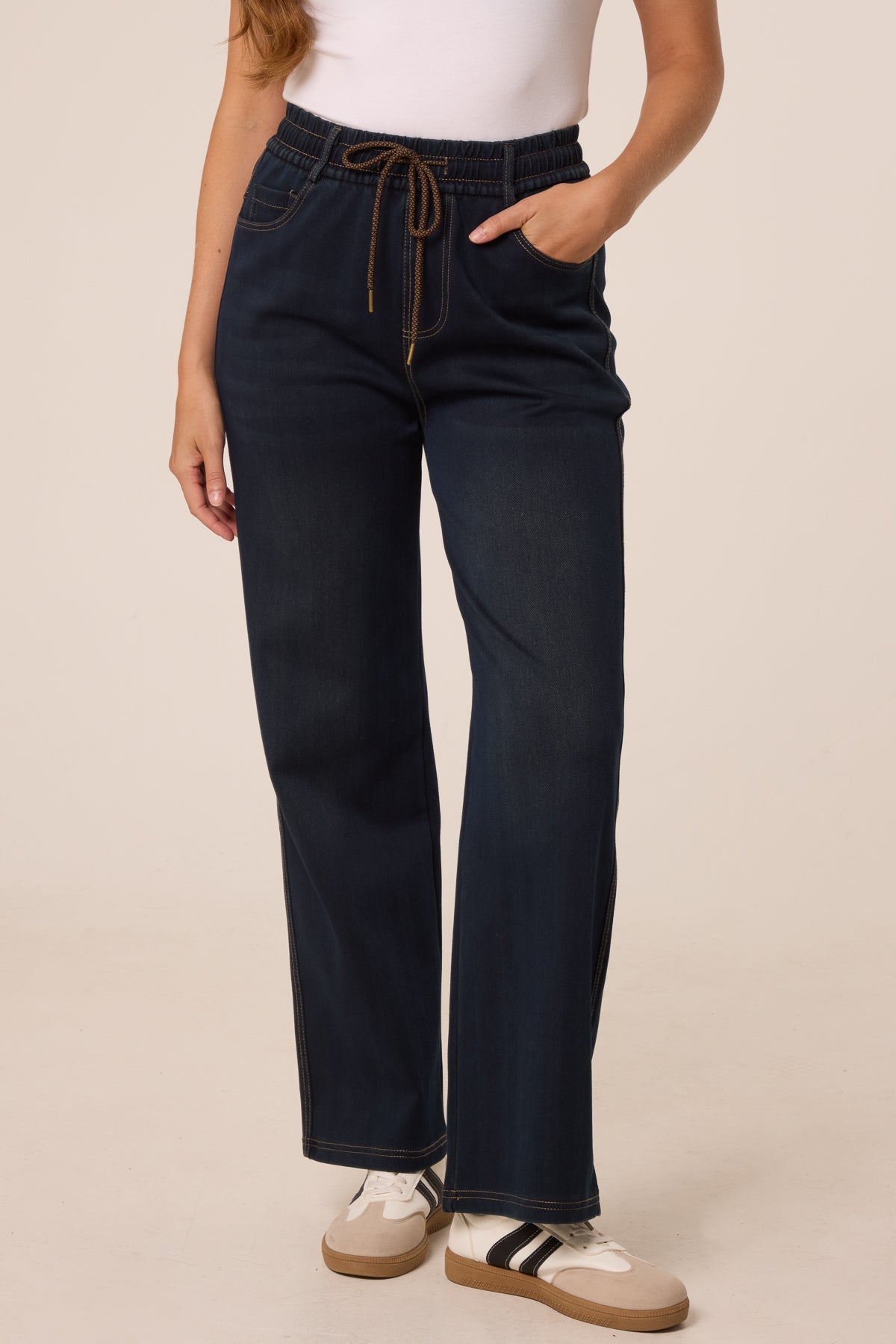 Women's Jeans with Stitched Back Pockets, Indigo Denim