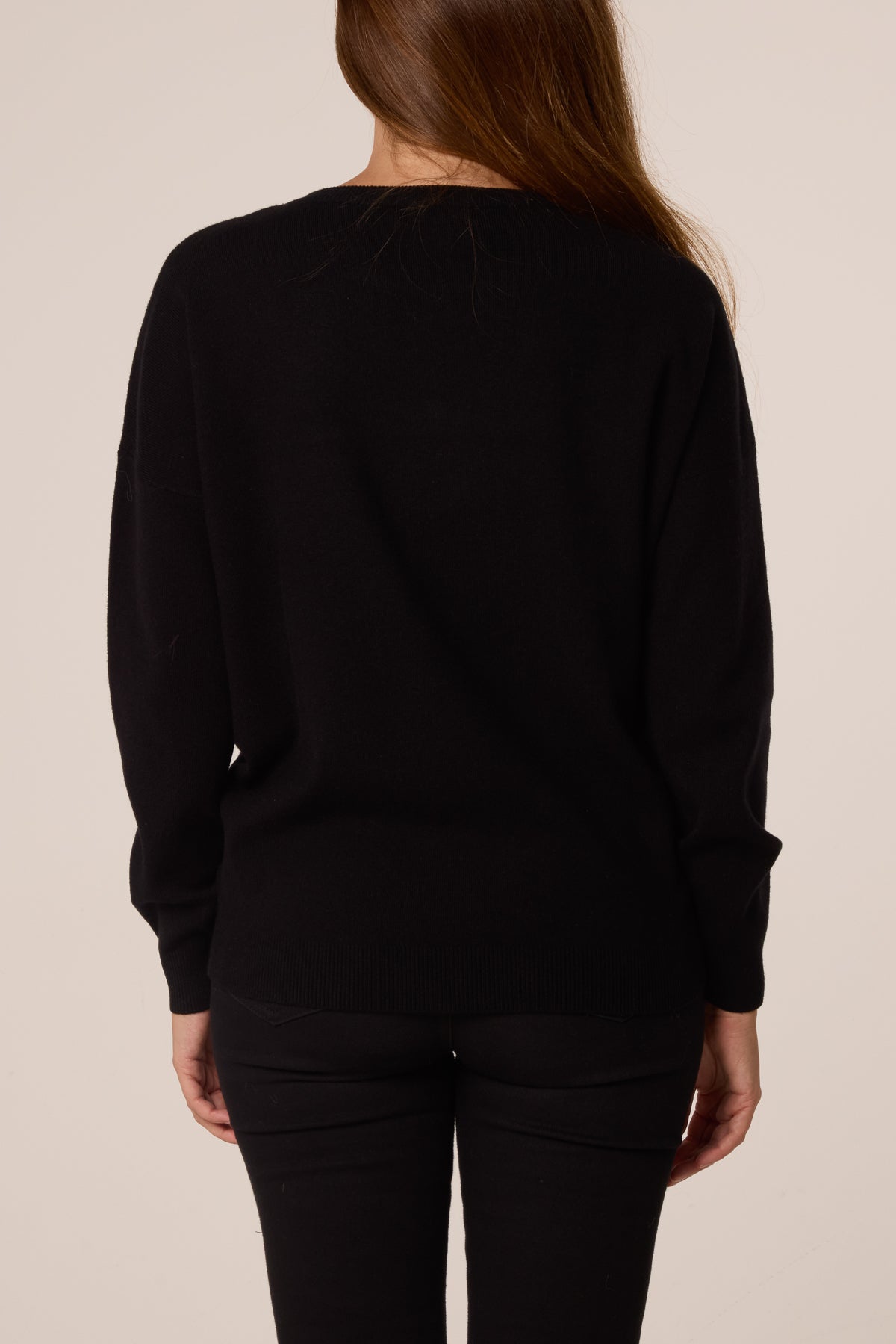 Women's Black Christmas Jumper with Sequin Cat Appliqué