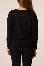 Women's Leopard Print Sequin Bow Jumper - Sparkly Knit Top