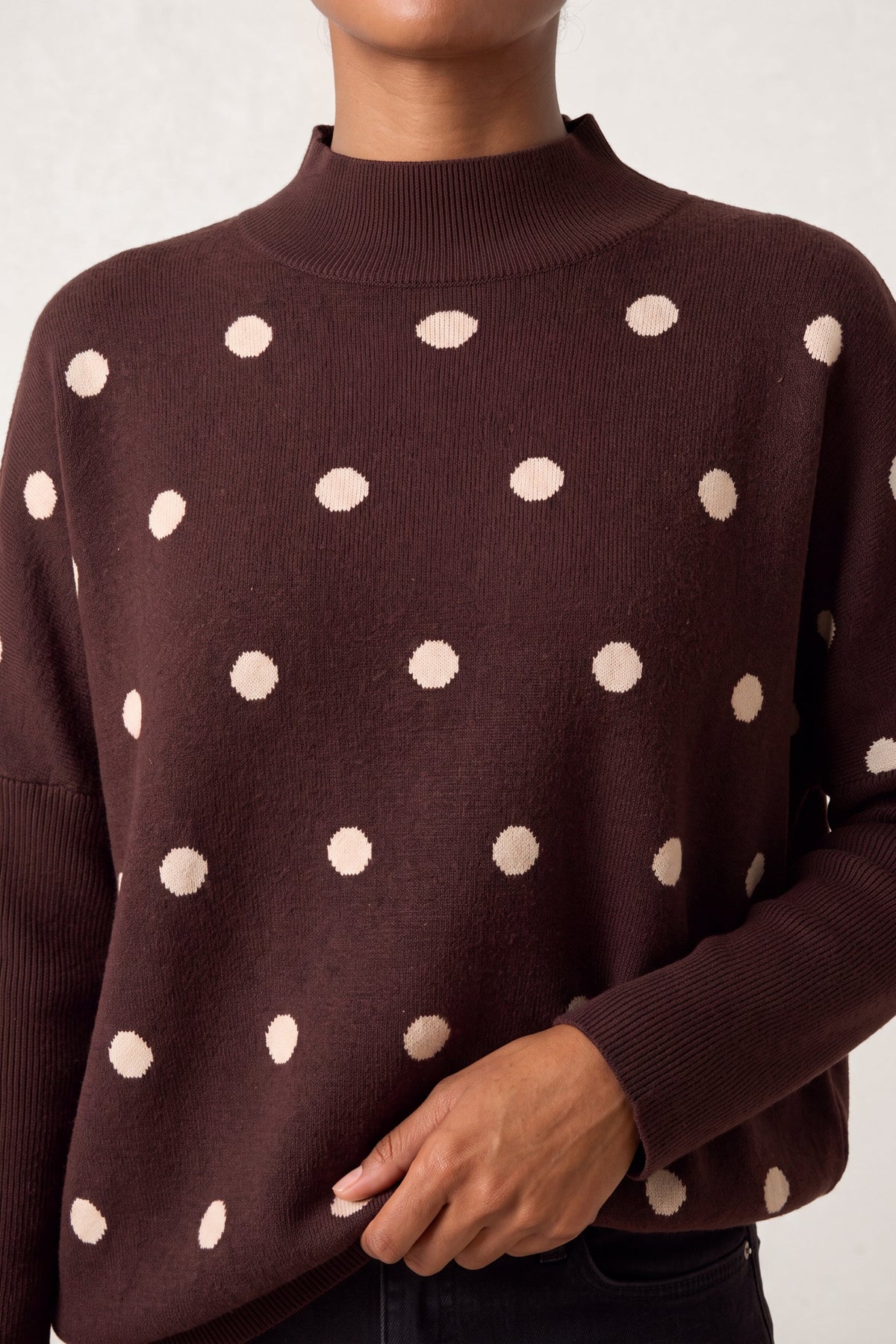 Women's Polka Dot Batwing Knit Jumper