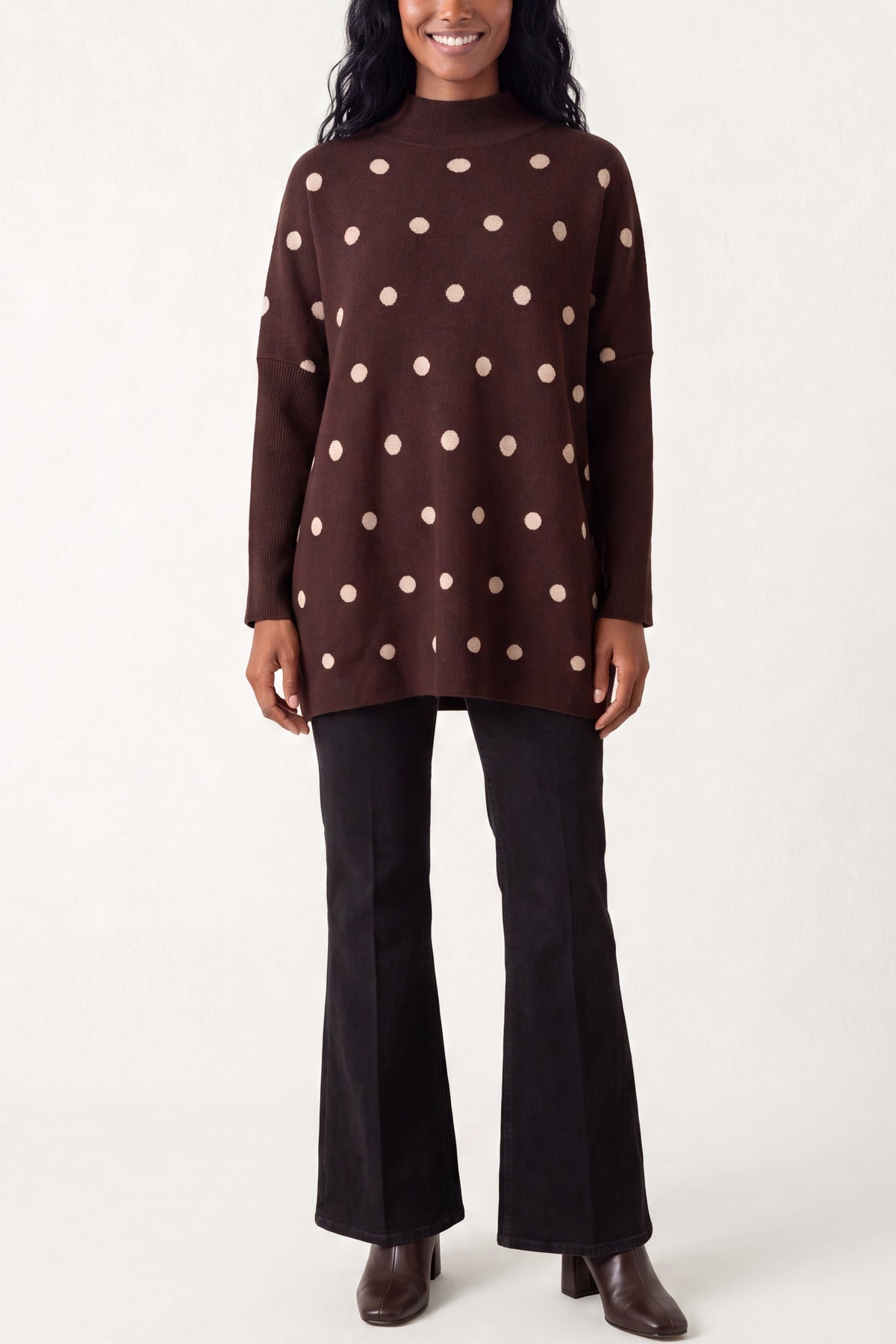 Women's Polka Dot Batwing Knit Jumper