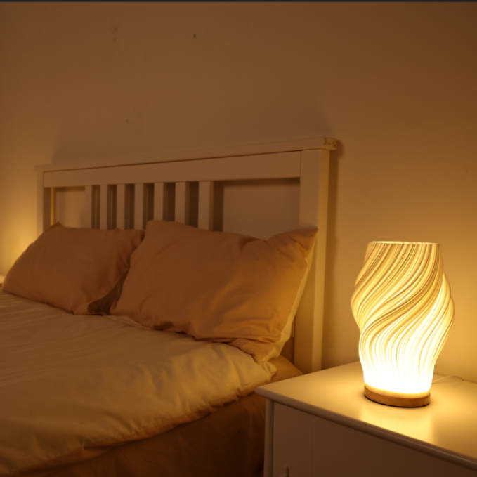 Warm LED Table Lamp with Dimmable Function & Elegant Wave Design