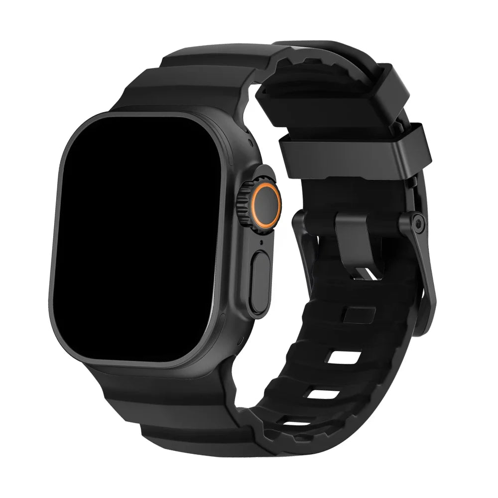 Silicone Watch Strap for Apple Watch with Titanium Buckle