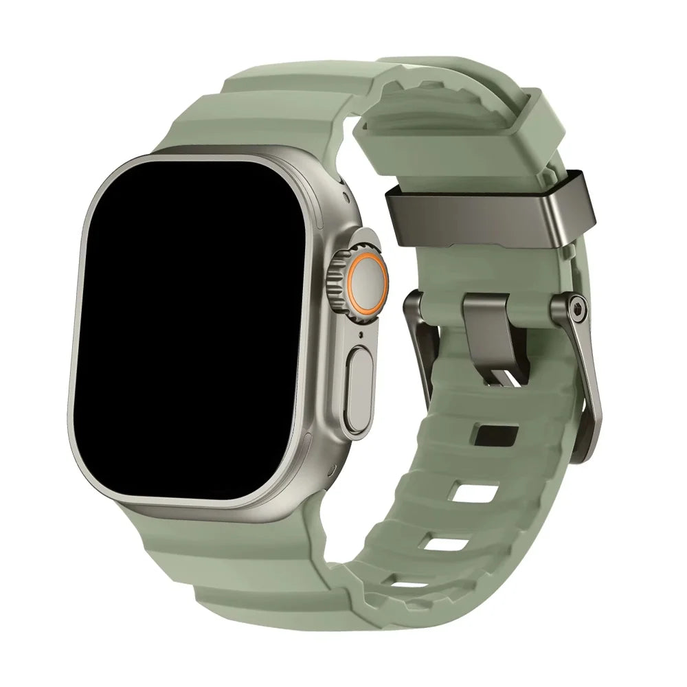 Silicone Watch Strap for Apple Watch with Titanium Buckle