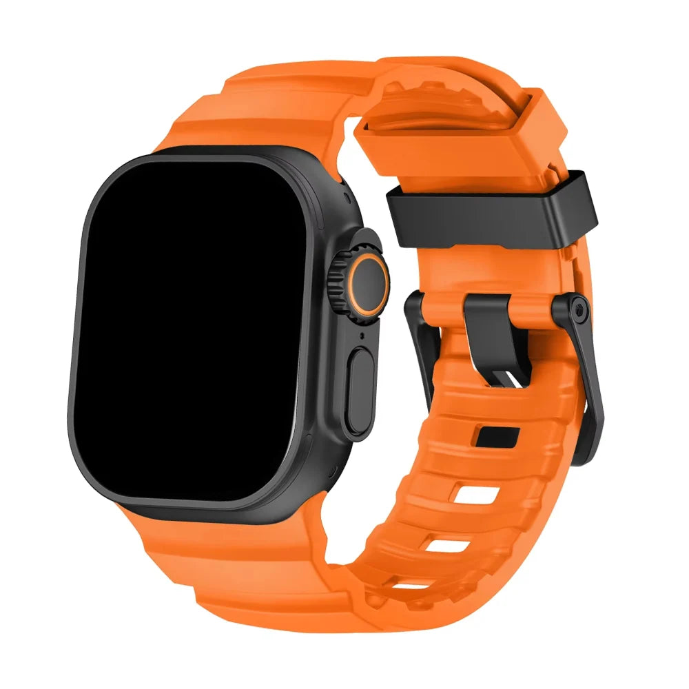 Silicone Watch Strap for Apple Watch with Titanium Buckle