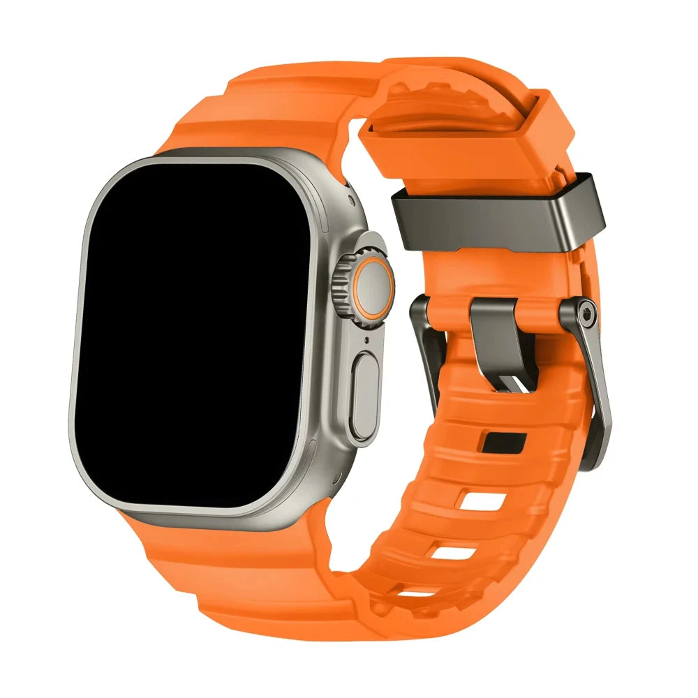 Silicone Watch Strap for Apple Watch with Titanium Buckle