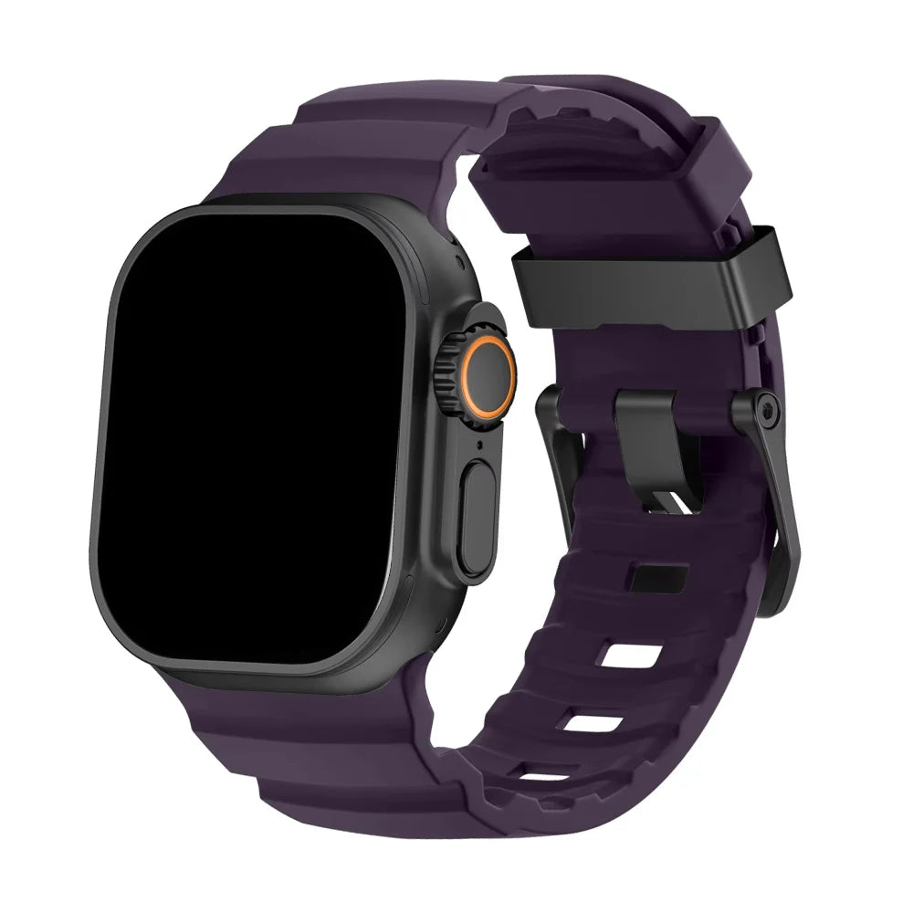 Silicone Watch Strap for Apple Watch with Titanium Buckle