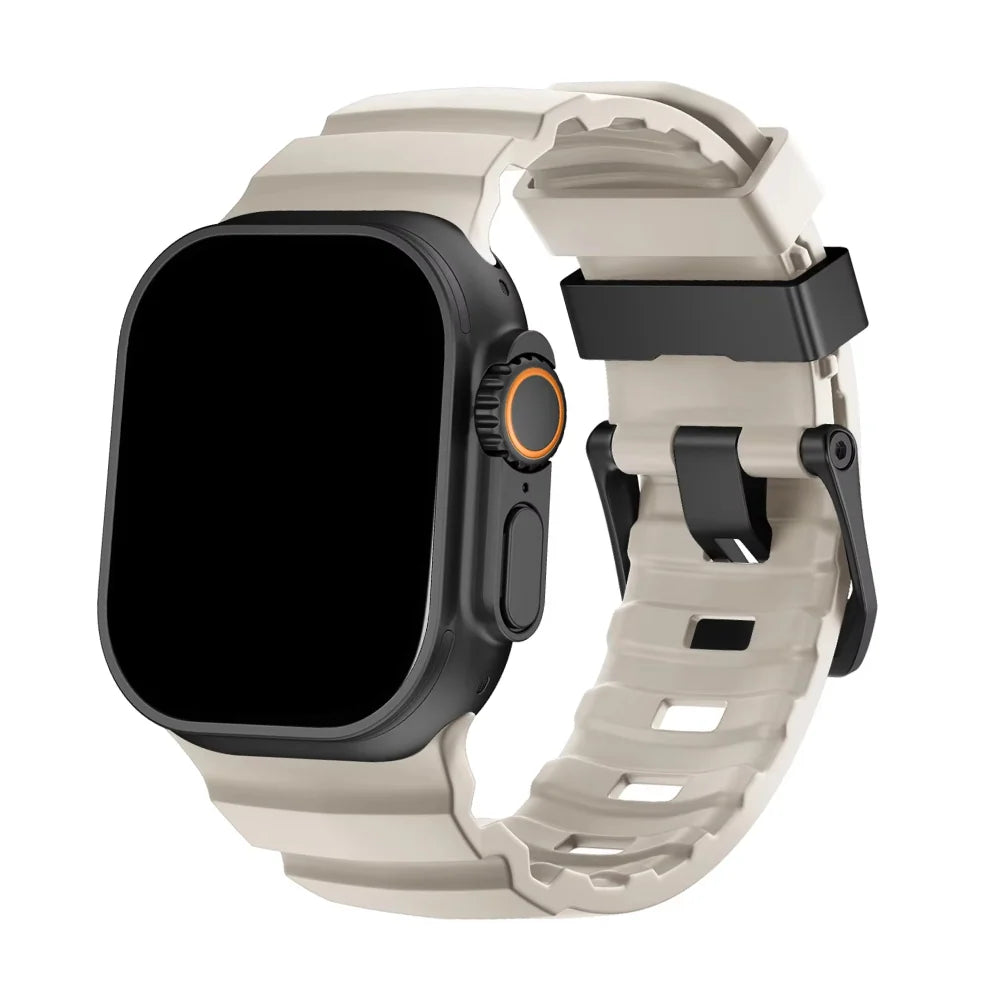Silicone Watch Strap for Apple Watch with Titanium Buckle