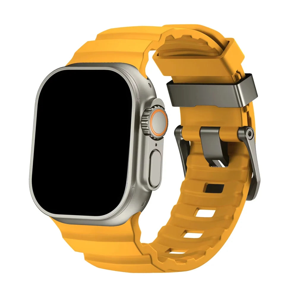 Silicone Watch Strap for Apple Watch with Titanium Buckle
