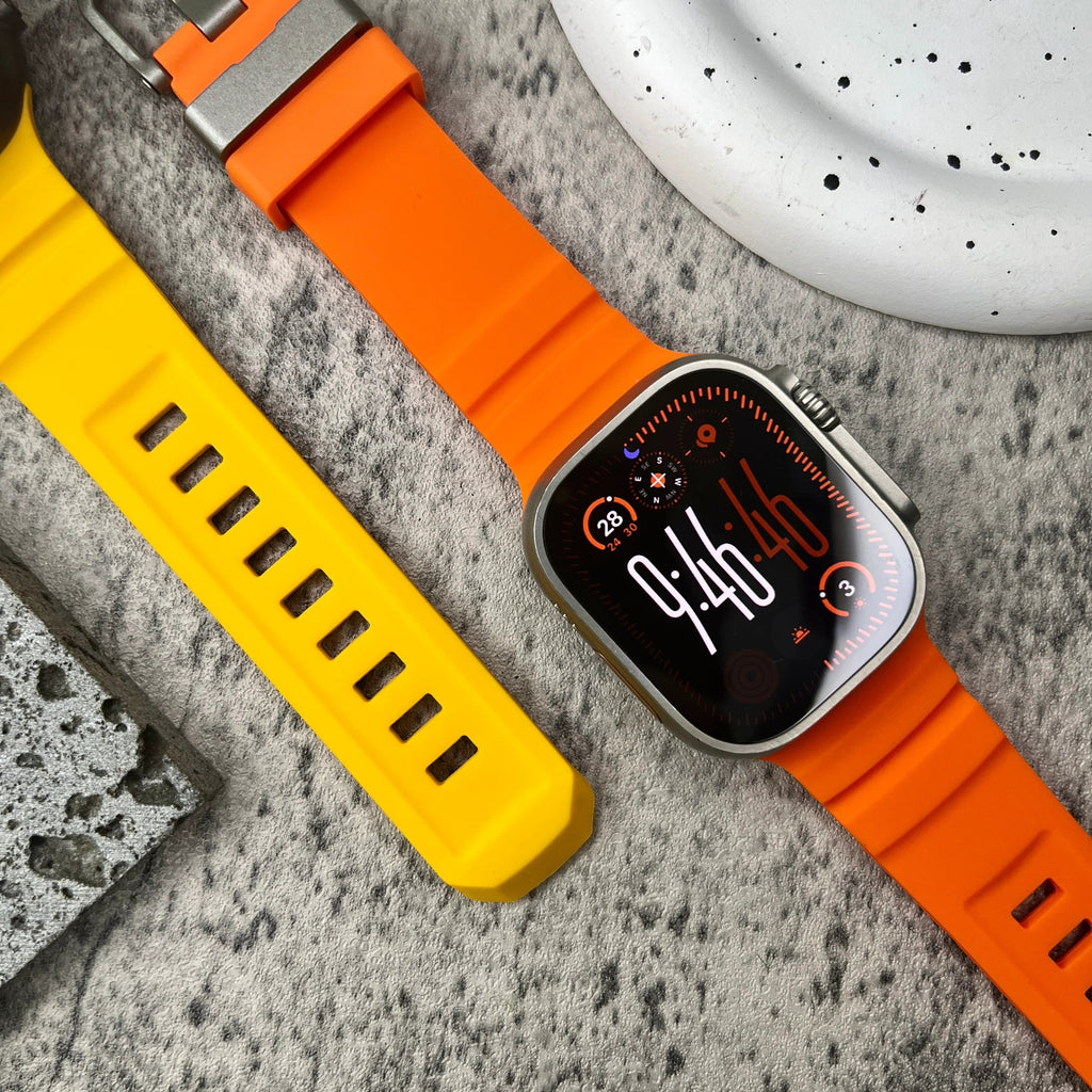Silicone Watch Strap for Apple Watch with Titanium Buckle