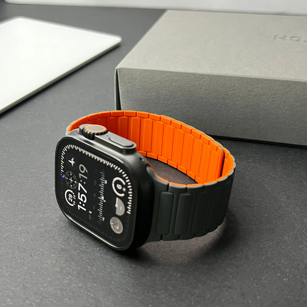 Magnetic Silicone Watch Strap for Apple Watch - Adjustable Loop Band
