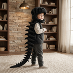 Cape tête de dinosaure noire pour enfant