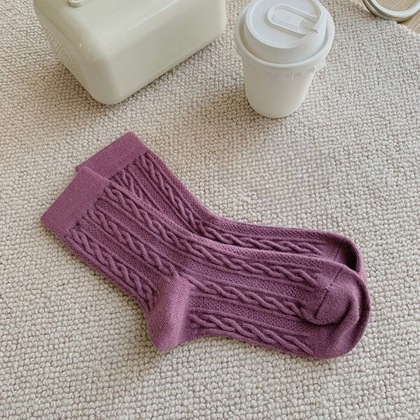 Women's Wool Blend Cable Knit Crew Socks