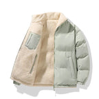 Reversible puffer jacket met sherpa lining