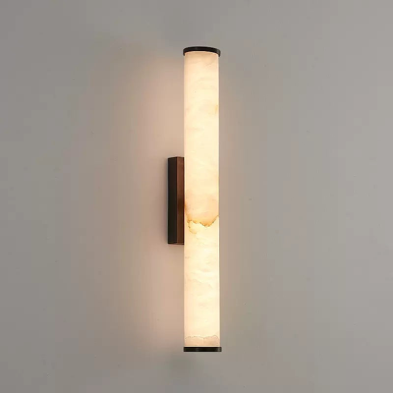Wall Light for Living Room, Vertical Cylindrical Marble-Effect Design