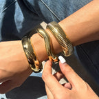 Women's Chunky Bangle Set Gold-Plated Stainless Steel
