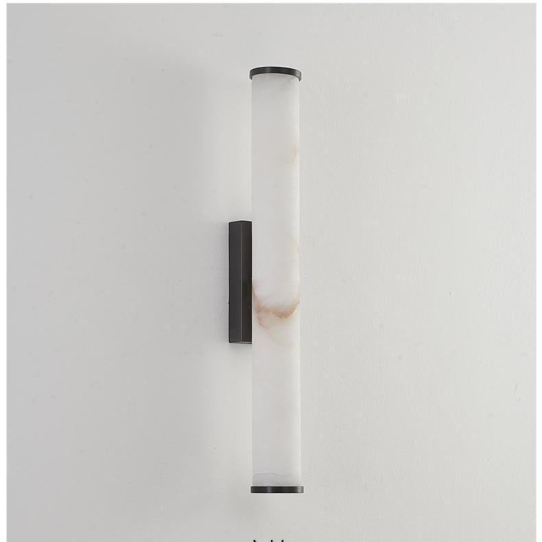 Wall Light for Living Room, Vertical Cylindrical Marble-Effect Design