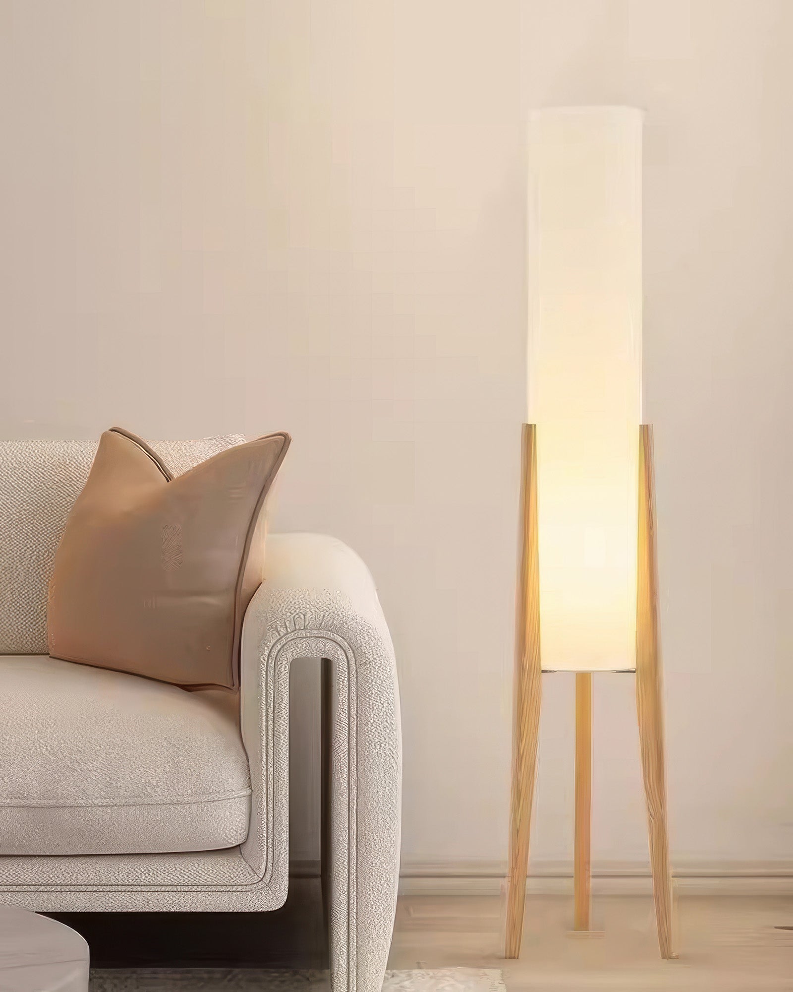 Lunara | Japandi Solid Wood Floor Lamp with LED Light