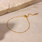 Women's Gold-Plated Anklet with Cubic Zirconia, Adjustable & Waterproof