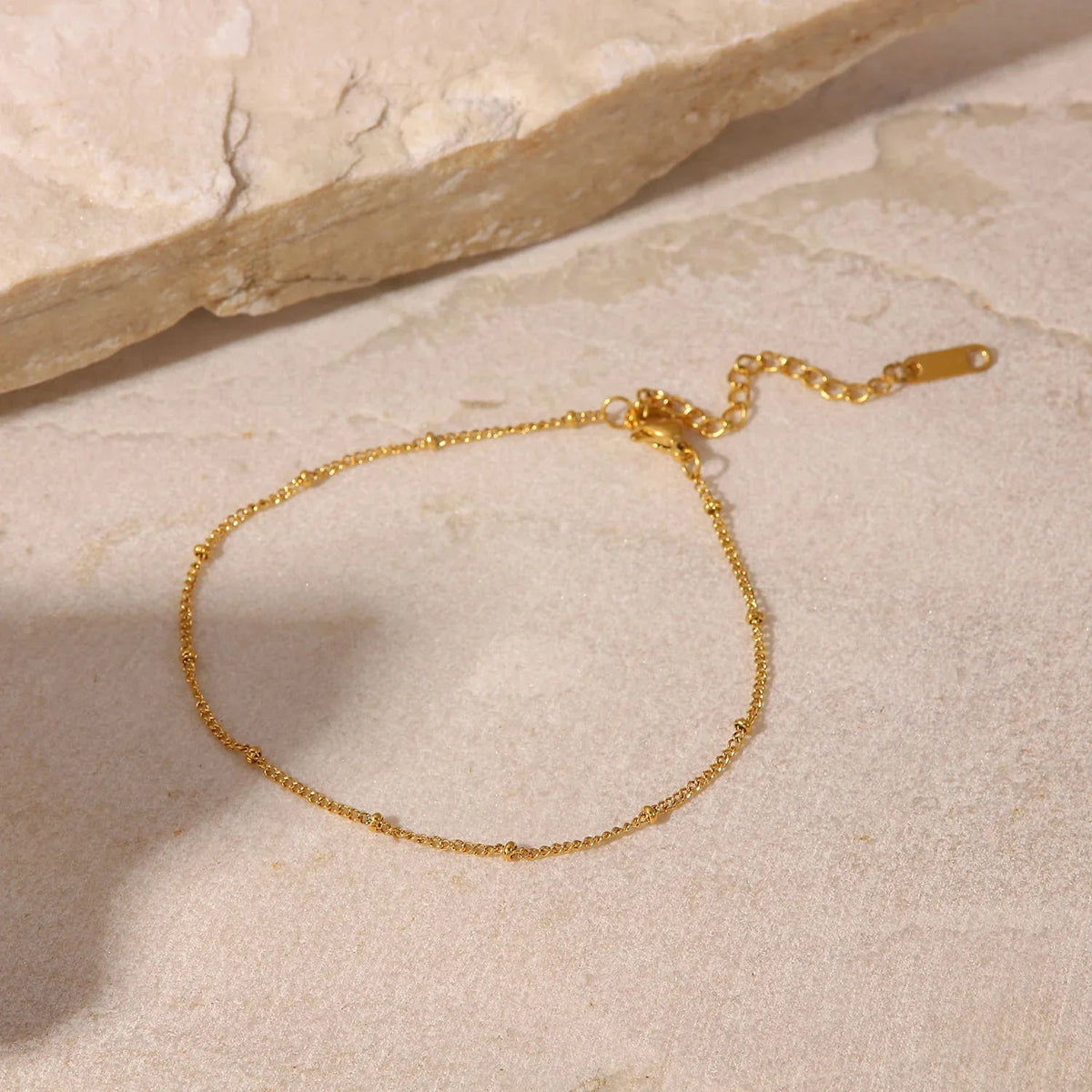 Women's Gold-Plated Anklet with Cubic Zirconia, Adjustable & Waterproof