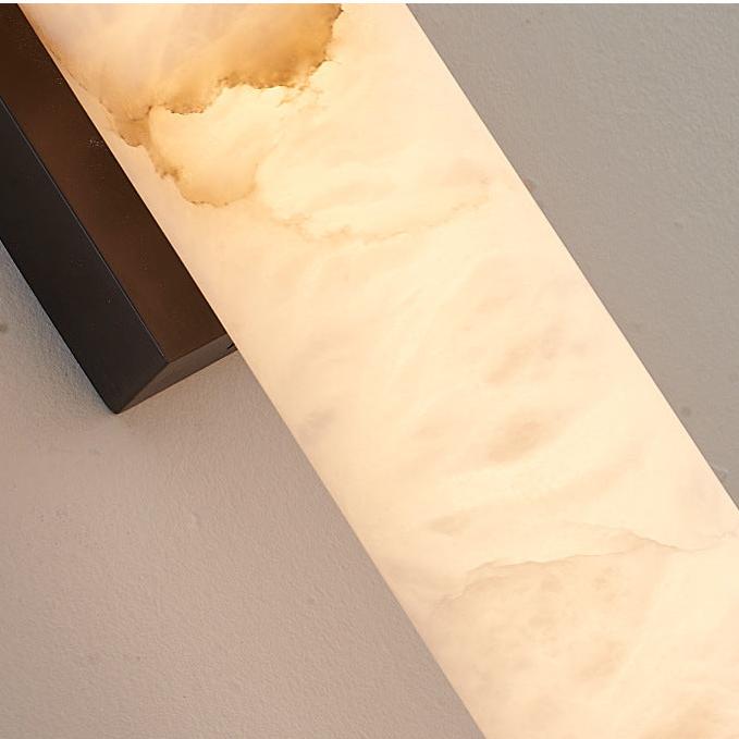 Wall Light for Living Room, Vertical Cylindrical Marble-Effect Design