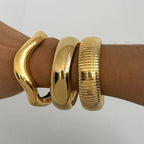 Women's Chunky Bangle Set Gold-Plated Stainless Steel