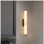 Wall Light for Living Room, Vertical Cylindrical Marble-Effect Design