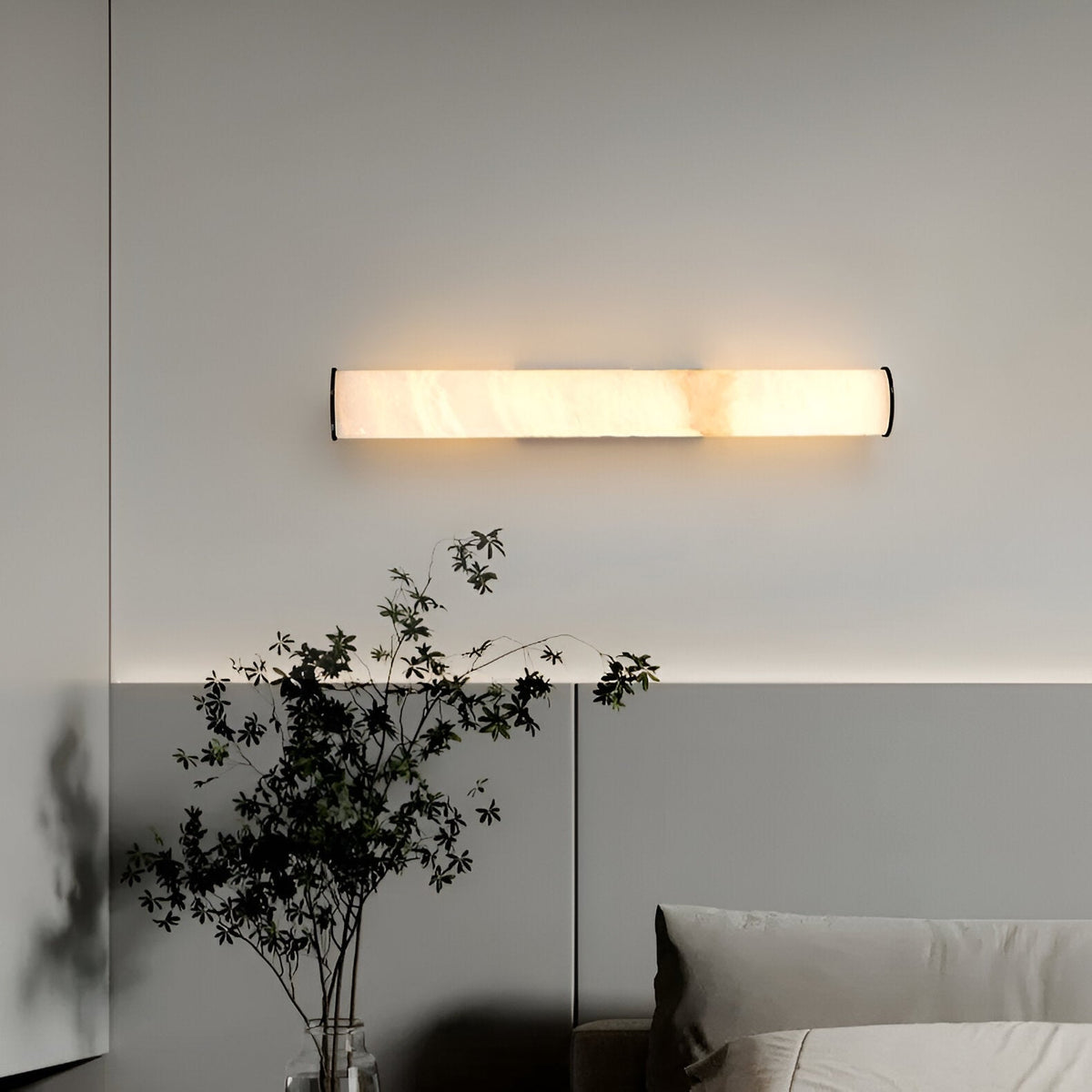 Wall Light for Living Room, Vertical Cylindrical Marble-Effect Design