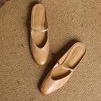 Women's Genuine Leather Mules with Mary Jane Strap