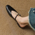 Women's Genuine Leather Mules with Mary Jane Strap