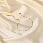 Women's Gold-Plated Anklet with Cubic Zirconia, Adjustable & Waterproof
