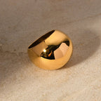 Women's Dome Statement Ring - Gold-Plated Stainless Steel Band